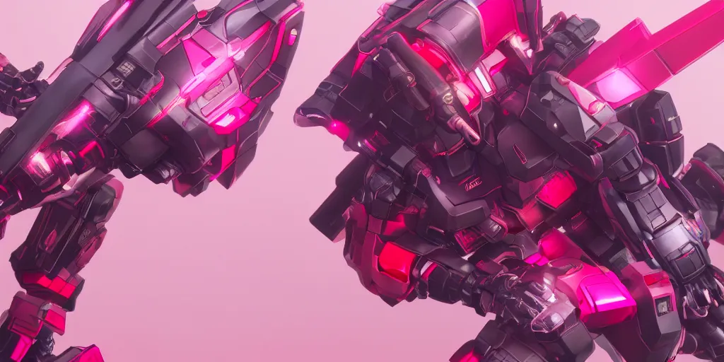 Image similar to isometric of female gundams in pink and red collection, intricate mechanical details, futuristic, y 2 k aesthetic, dramatic lighting, 4 k, 3 d octane render, provenance, detailed, trending on artstation