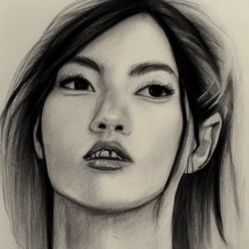 Image similar to a masterpiece portrait sketch of the perfect face from an angle by monica lee