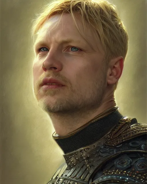 Image similar to arthur pendragon portrait, highly detailed, very intricate, cinematic lighting, painted portrait, by donato giancola and rossdraws and magali villenueve, featured on artstation