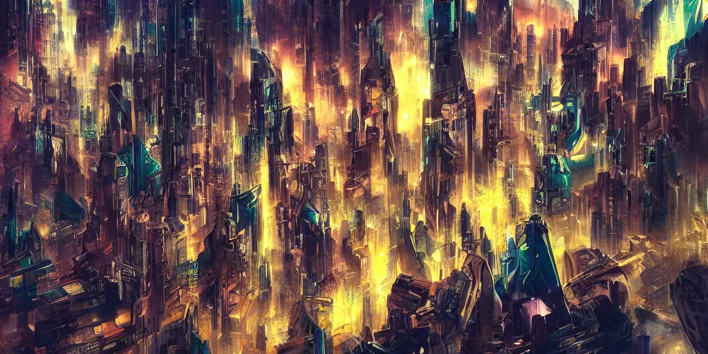 Image similar to abstract futuristic city scenes like no other.