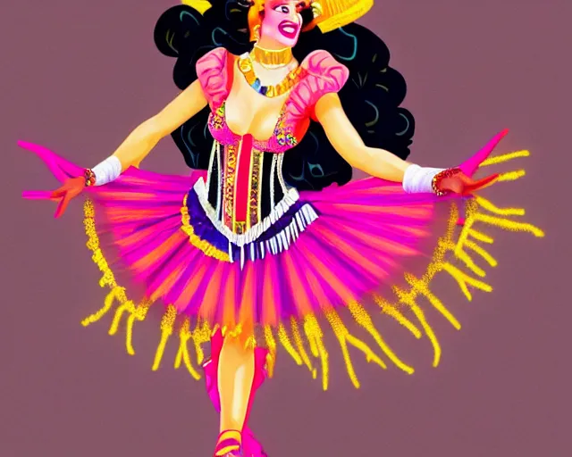 Prompt: young cher as a cancan dancer in art deco style, hyper realistic, artstation, illustration, bright, cheerful, detailed and intricate environment