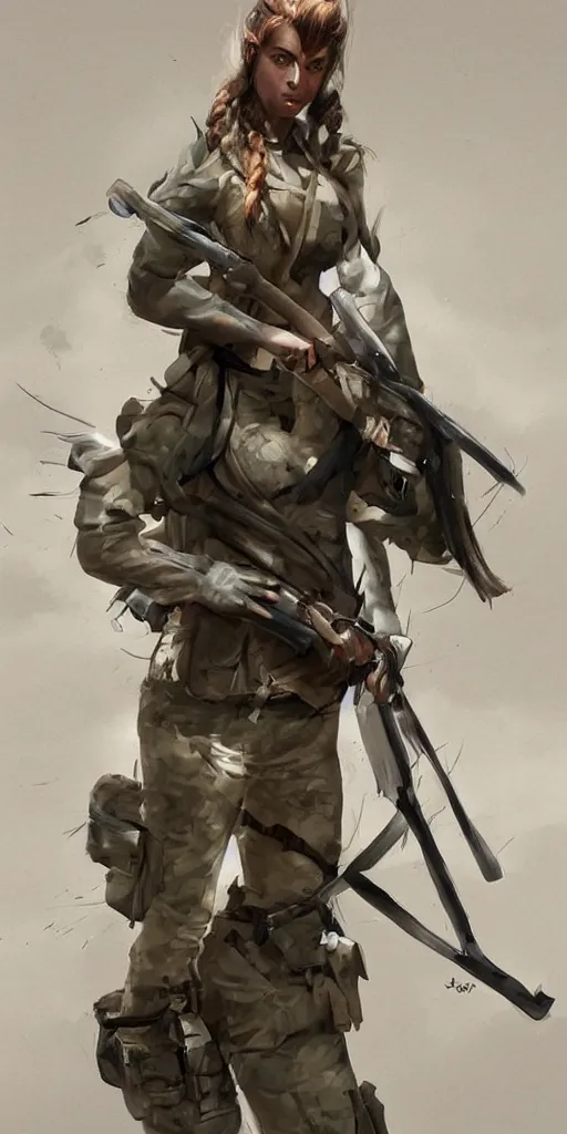 Prompt: A female peshmerga turning into a warewolf, art by Sam Weber, digital painting, trending on Artstation