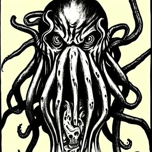 Image similar to a scary drawing of cthulhu by junji ito, horror, madness