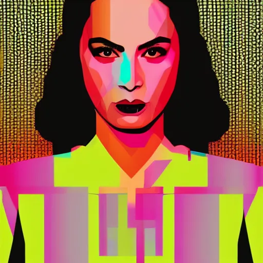 Prompt: a portrait of ava from ex machina, in retro colors, synthwave style, 2 d digital vector art