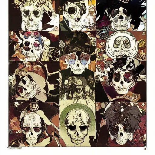 Image similar to anime manga skull portrait boy soldier ape skeleton illustration detailed patterns art Geof Darrow and Phil hale and Ashley wood and Ilya repin alphonse mucha pop art nouveau