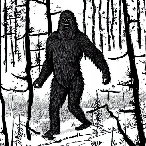 Prompt: bigfoot hunting humans