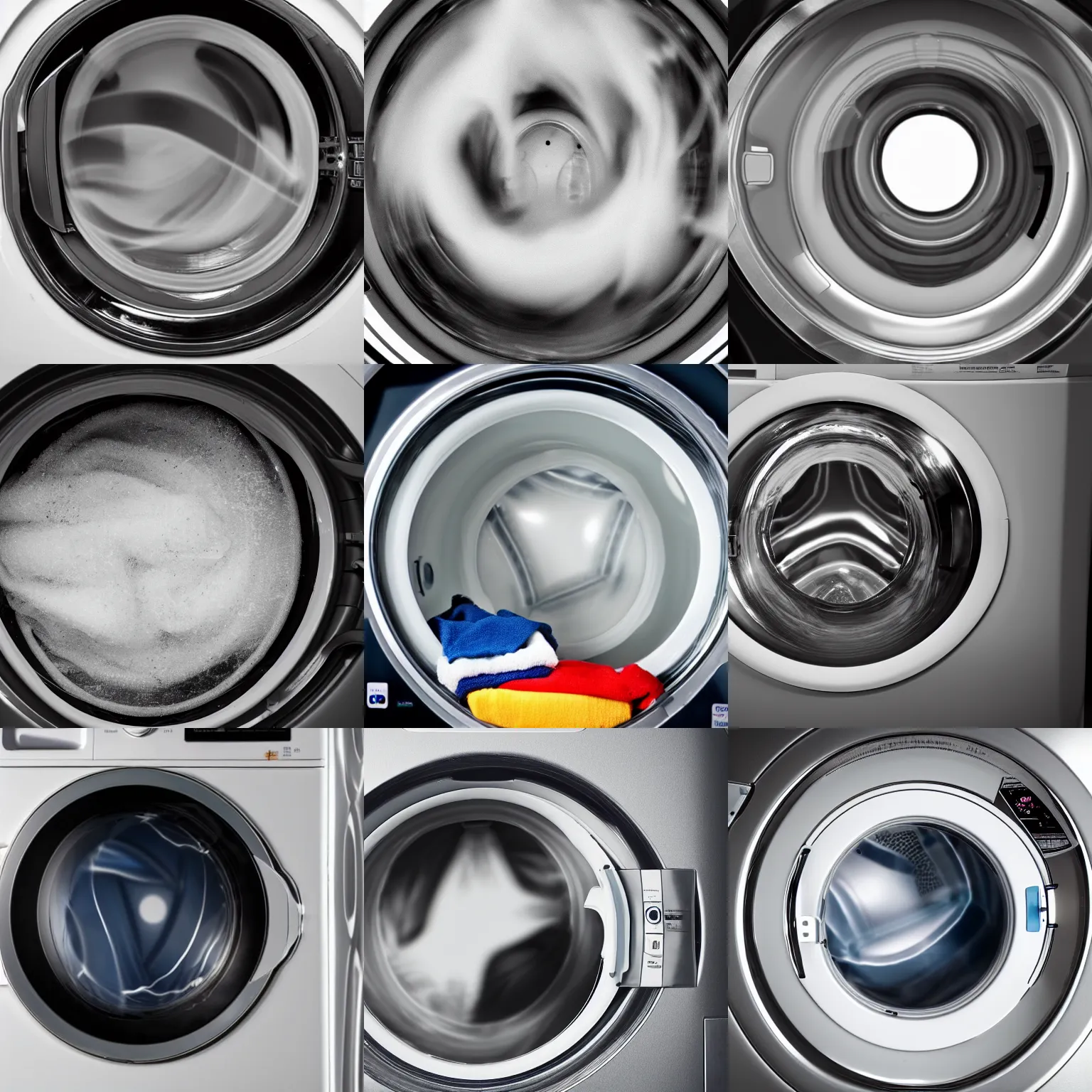 Prompt: A picture taken inside a washing machine