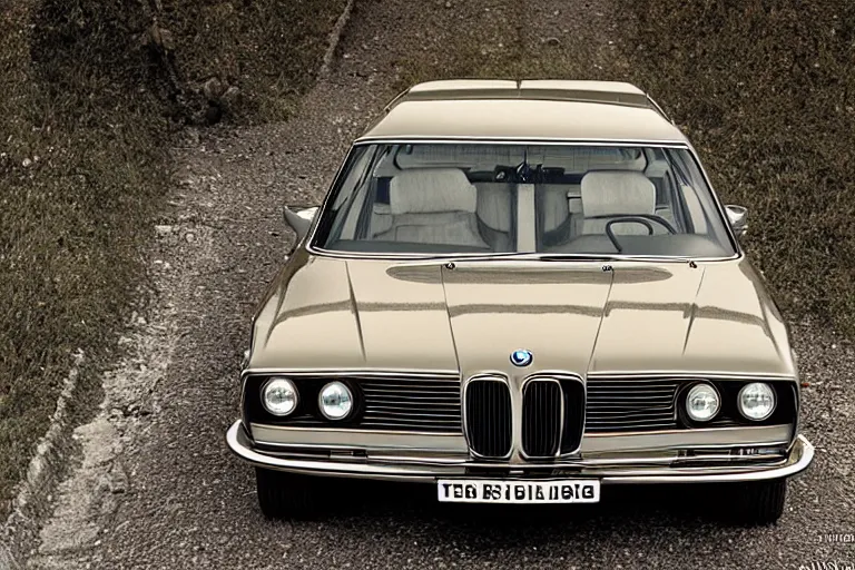 Prompt: intricate, 3 d, 1 9 7 0 shark nose bmw 7 series two - door wagon estate, style by caspar david friedrich and wayne barlowe and ted nasmith.