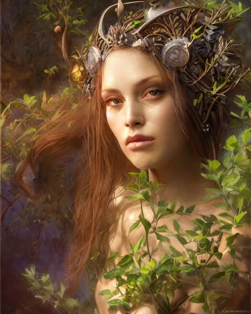 Prompt: dryad, stern like athena, a singer, portrait, studio lighting by jessica rossier and brian froud and gaston bussiere