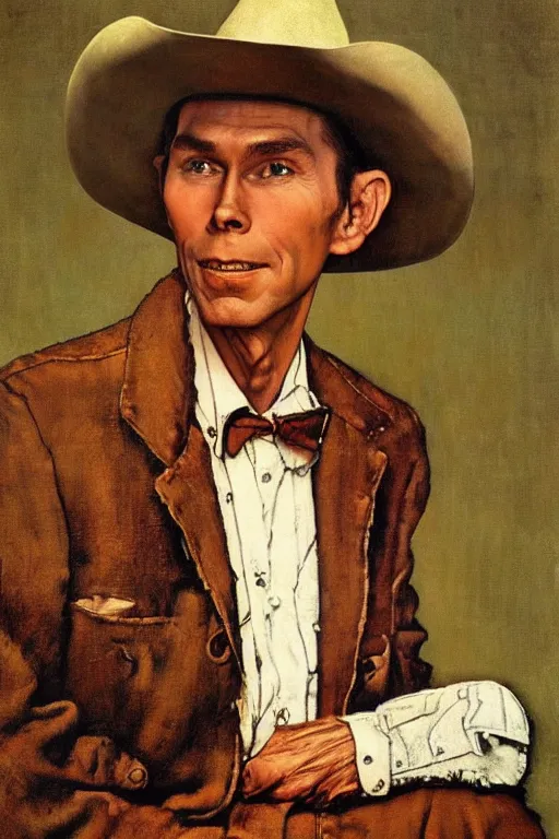 Image similar to “portrait of hank Williams, by Norman Rockwell”