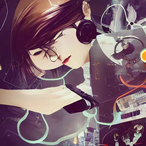 Image similar to Frequency indie album cover, luxury advertisement, white and ochre colors. highly detailed post-cyberpunk sci-fi close-up schoolgirl in asian city in style of cytus and deemo, mysterious vibes, by Ilya Kuvshinov, by Greg Tocchini, nier:automata, set in half-life 2, beautiful with eerie vibes, very inspirational, very stylish, with gradients, surrealistic, postapocalyptic vibes, depth of filed, mist, rich cinematic atmosphere, perfect digital art, mystical journey in strange world, beautiful dramatic dark moody tones and studio lighting, shadows, bastion game, arthouse