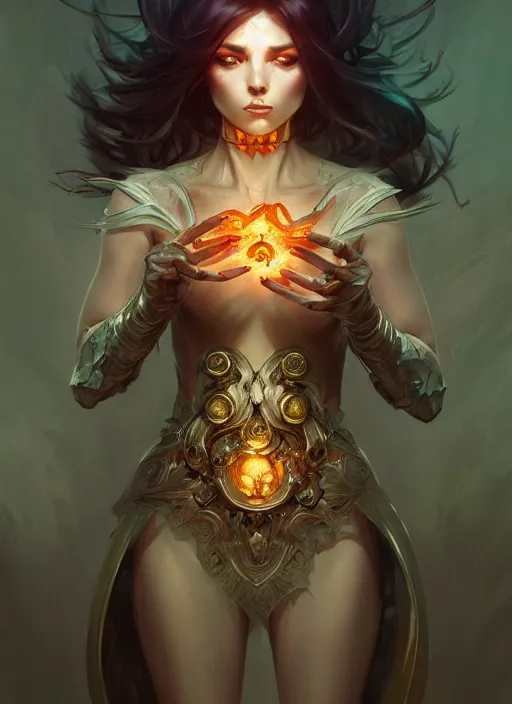 Image similar to summoner with a cute death elemental, fantasy, intricate, elegant, highly detailed, digital painting, artstation, concept art, wallpaper, smooth, sharp focus, illustration, art by artgerm and greg rutkowski and alphonse mucha