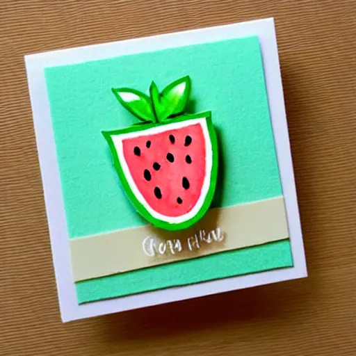 Prompt: a cute watermelon stamp