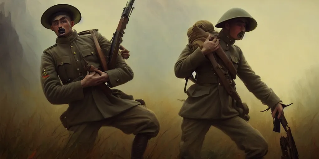 Image similar to male soldier from world war 1 holding his friends death body and crying on over it, extremely detailed digital painting, in the style of fenghua zhong and ruan jia and jeremy lipking and peter mohrbacher, mystical colors, rim light, beautiful lighting, 8 k, stunning scene, raytracing, octane, trending on artstation