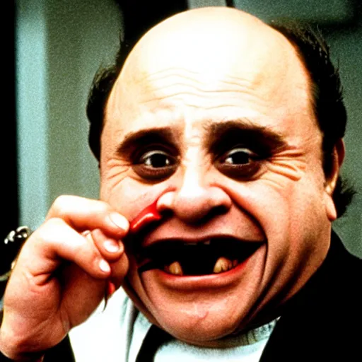 Image similar to A movie still of Danny Devito as Hannibal Lecter in Silence of the Lambs