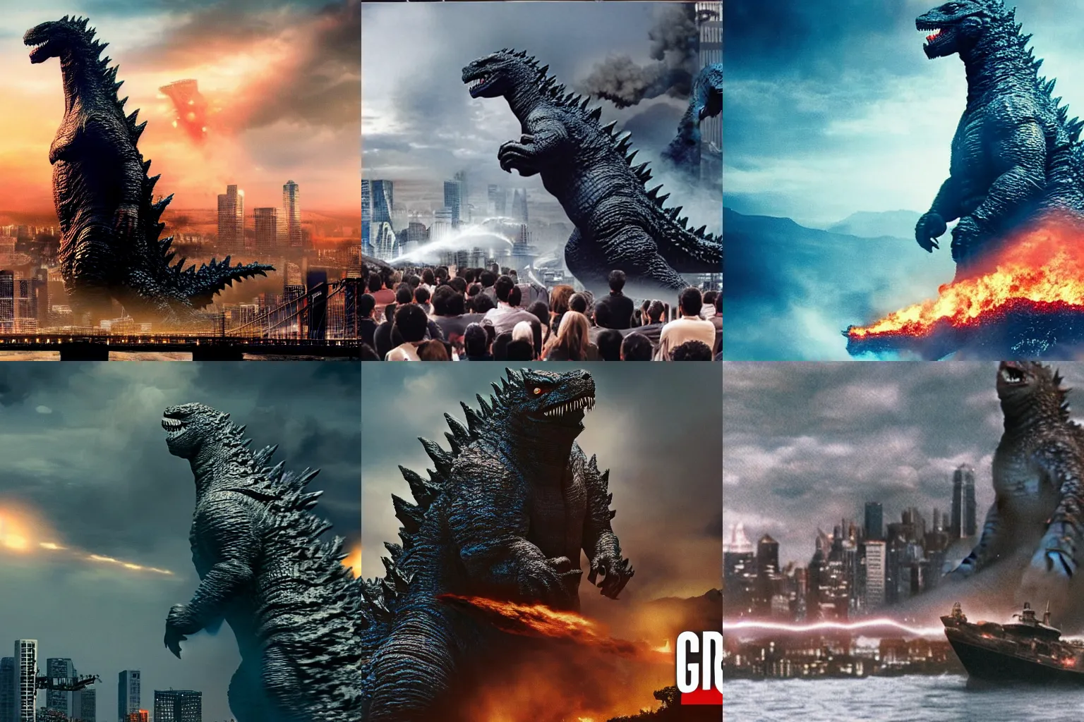 Prompt: Godzilla holding a press conference to apologize for destroying a city, 4k UHD, trending