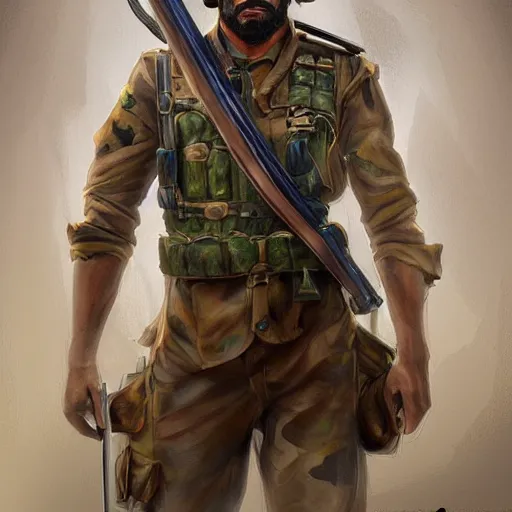 Image similar to ! kurdish! legionnaire soldier, highly detailed, digital painting, artstation, award winning art, sharp focus, incredibly strong and tall