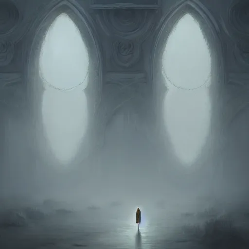 Image similar to minimalism fog, ornate background, beautiful fantasy detailed trending on artstation, oil painting, dramatic lighting, eterea, high quality print, fine art with subtle redshift rendering