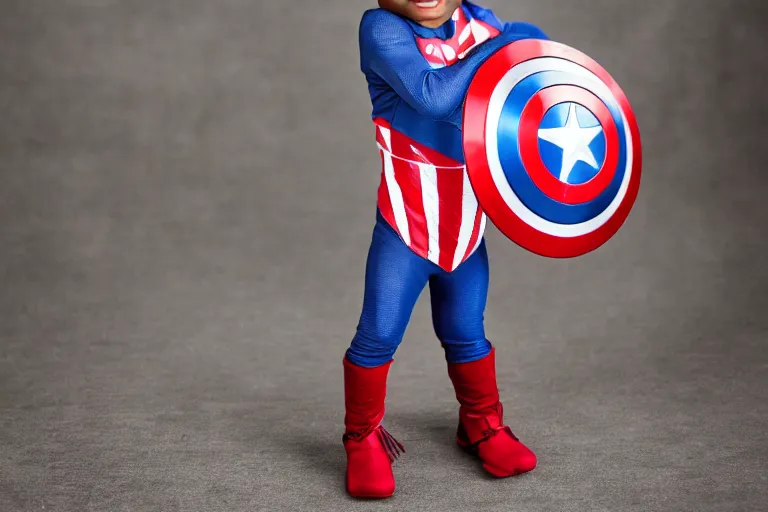 Image similar to photo of vinicius jr wearing captain america's outfit, photography, filmic, cinematic, glamor shot