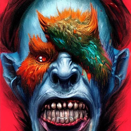 Prompt: monster, colorful, digital art,portrait, fantasy, magic, trending on artstation, ultra detailed, professional illustration by Basil Gogos