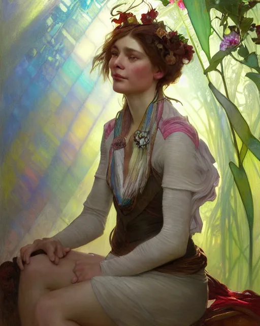 Image similar to daniel gerhartz and wlop and tom baghshaw and alfons mucha, detailed portrait, a photo of elyse wlliams as a muppet, unreal engine, hyper realism, realistic shading, cinematic composition, blender render, octane render, ultrawide shot