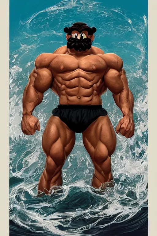 Prompt: gigachad luigi bodybuilder in the ocean by ilya kuvshinov, ernest khalimov body by krista sudmalis, super mario bros symmetrical face concept art, hyper realistic, intricate, elegent, highly detailed, digital painting, concept art, smooth, sharp, focus, illustration, art by artgerm and greg rutkowski and alphonse mucha, artstation