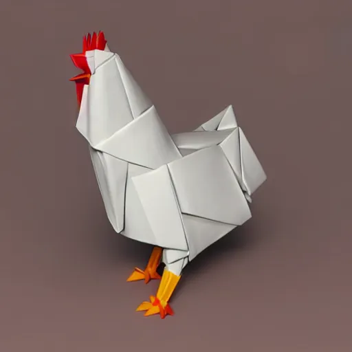 Image similar to porcelain origami chicken 3 d rtx hd