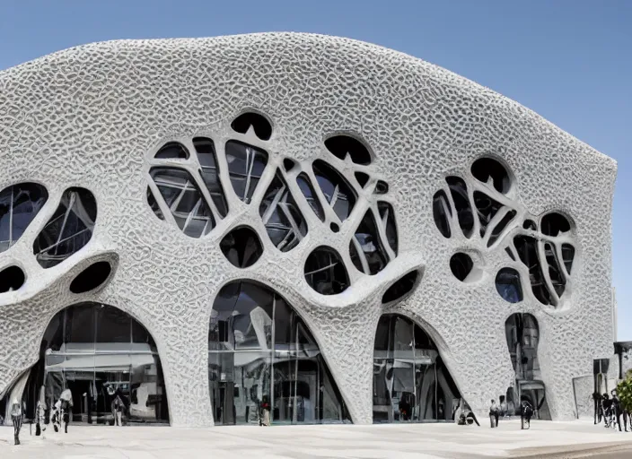 Prompt: mercedes exhibition center exterior designed by antoni gaudi, and concept art