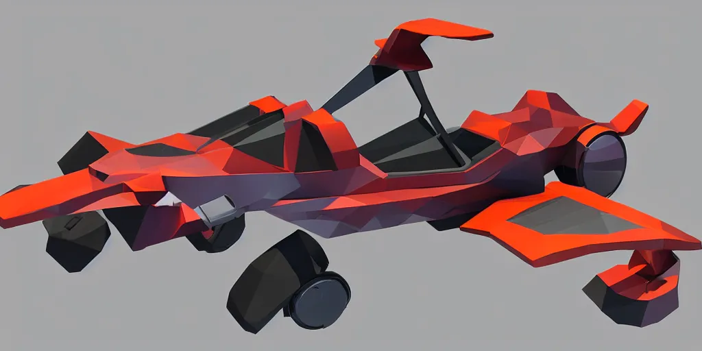 Prompt: side view of multiple low-poly sci-fi 3D hover racer designs