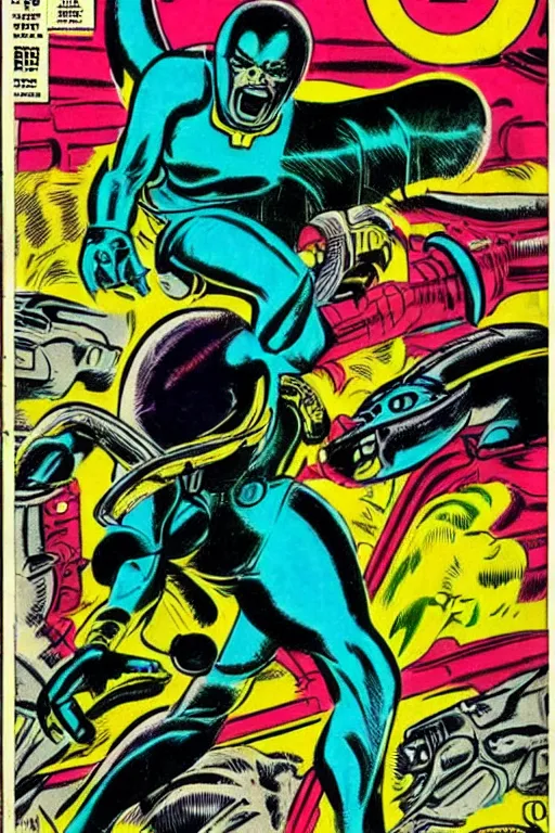 Prompt: alien drawn by jack kirby, vintage 7 0 s comic cover - art