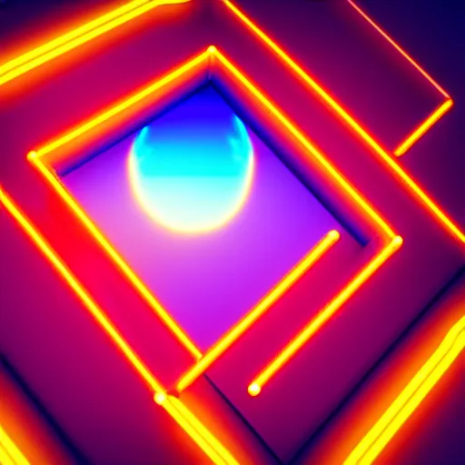 Image similar to warped mirror with neon frame in black hole in cube, psychedelic, futurism, atmospheric, colorful fog, shiny background, cyberpunk, octane render, ultra detailed, 8 k