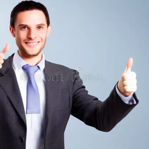 Prompt: stock photo man giving a thumbs up