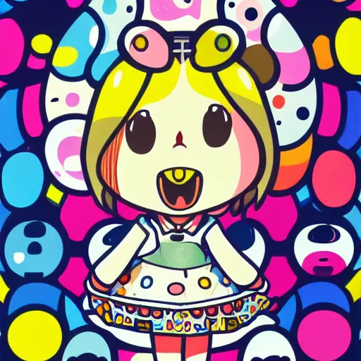 Image similar to isabelle from animal crossing by takashi murakami, beeple and james jean, aya takano color style, 4 k, super detailed, modern, 4 k, symmetrical