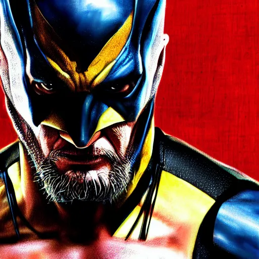 Image similar to Tom Hardy in wolverine suit Digital art 4K quality Photorealism