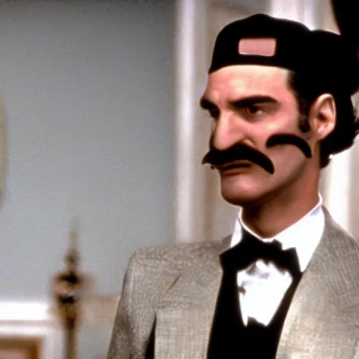 Image similar to movie still of waluigi in the godfather