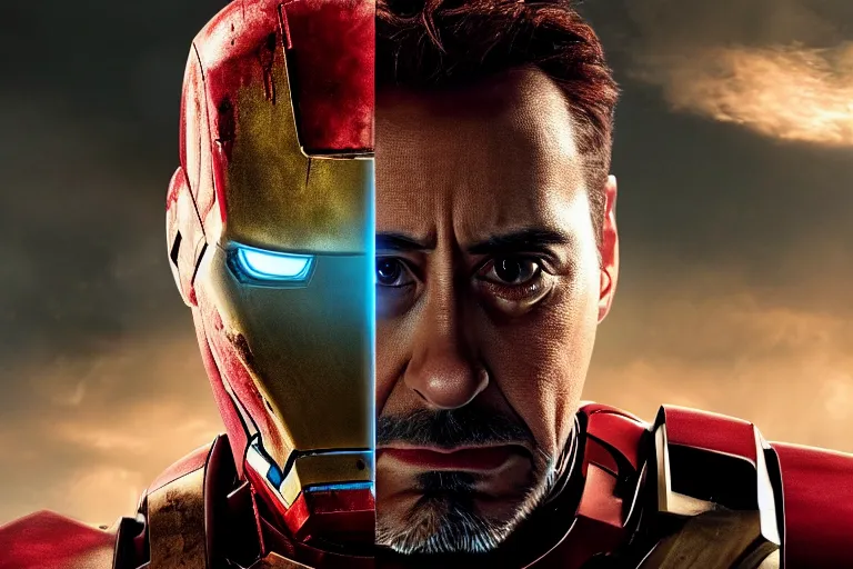 Image similar to film still of zombie Tony Stark in Ironman armor with no headpiece in new avengers movie, 4k