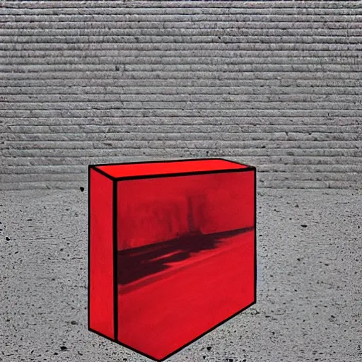Prompt: loneliness and fear in a red future cubes reverberation limbo abstract dark highly detailed