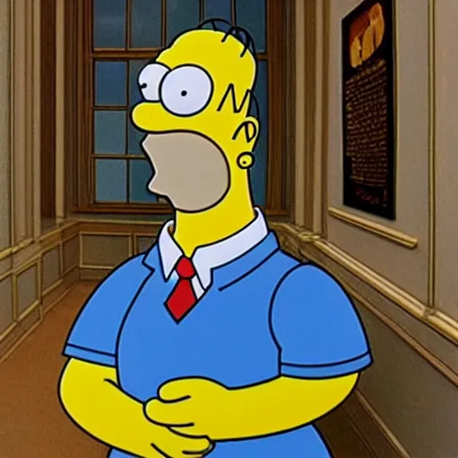 Prompt: Homer Simpson in style of 60’s science fiction, photo taken by Wes Anderson