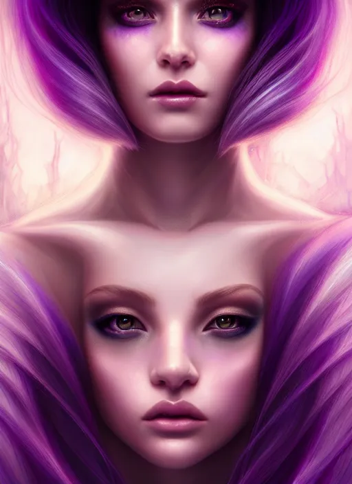 Image similar to portrait of fairy, fantasy, rule of thirds, intricate, ultra violet highlights, octane render, detailed, beautiful, unreal engine, symmetrical!!, loreal, maybelline, sephora, loreal, artstation, art by karol bak, art by artgerm, rossdraws, cinematic, concept art, filmic, vsco