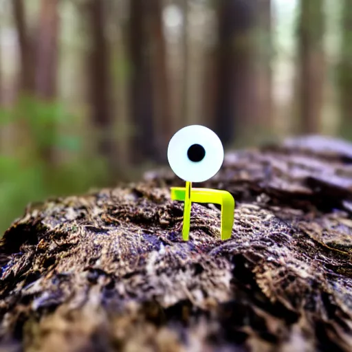 Image similar to office paperclip, paperclip, googly eyes, in the woods, photography, depth of field, 4 k resolution