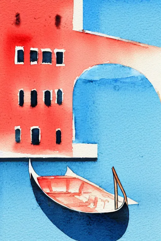 Image similar to minimalist watercolor art of a boat in venice, illustration, vector art