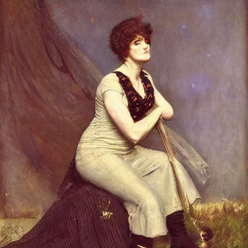 Image similar to action heroine by alfred stevens