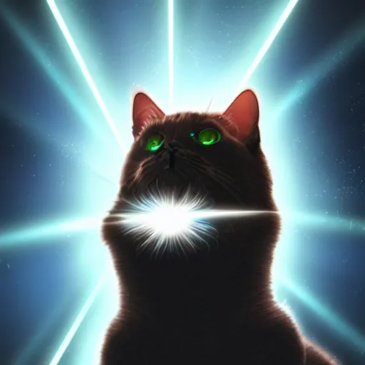 Prompt: cat android shooting laser from eyes, digital art, epic perspective, cinematic