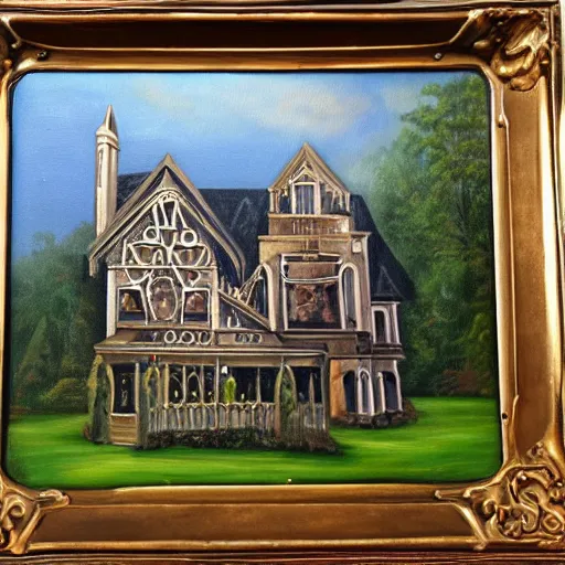 Image similar to gothic mansion oil painting