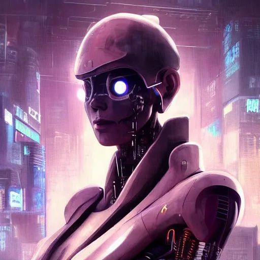 Image similar to concept art of a japanese cyborg, finely detailed features, cyborg robot parts, futuristic vr headset, blade runner, dramatic cinematic, at cyberpunk city, ghost in the shell, akira, odeo, cinematic lighting, in danger, noir, trending on pixiv fanbox, painted by greg rutkowski, makoto shinkai, takashi takeuchi