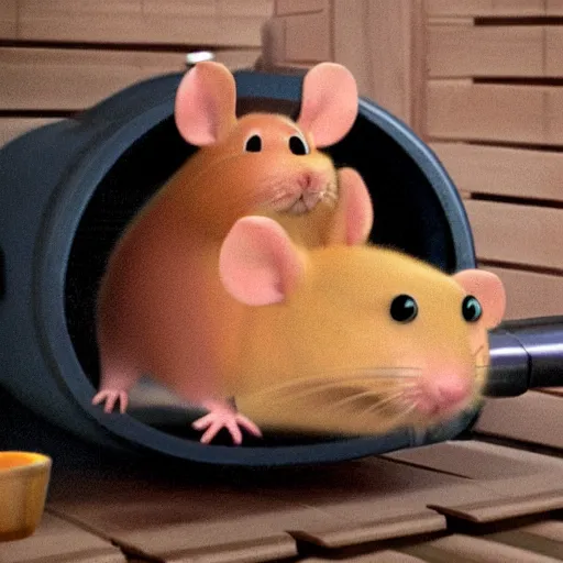 Image similar to ”rat in really hot finnish sauna made by pixar”