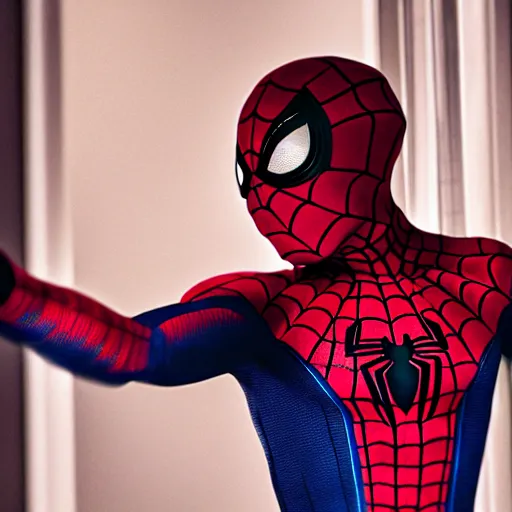 Image similar to tobey maguire as spider-man, cinematic photography, professional, cinema, 4k,