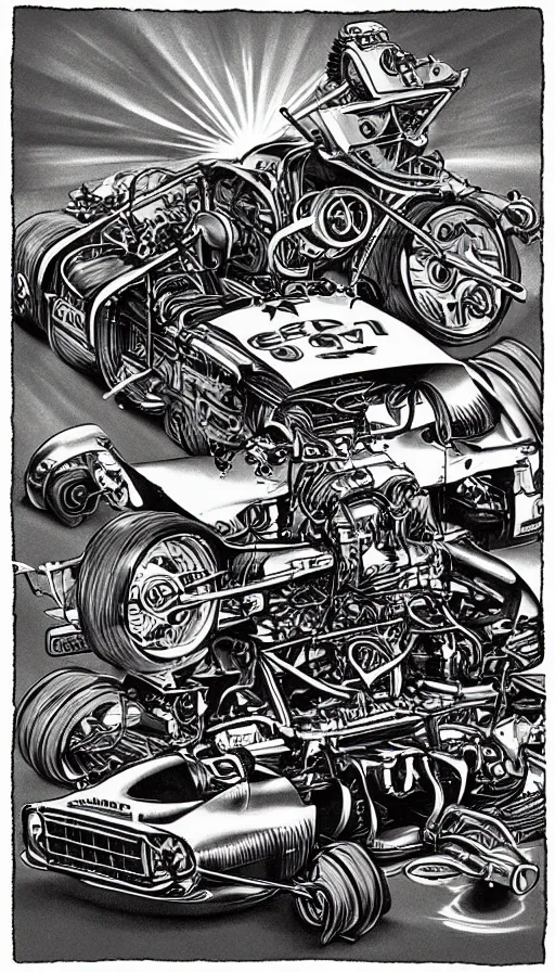 Image similar to techno artwork, by ed roth