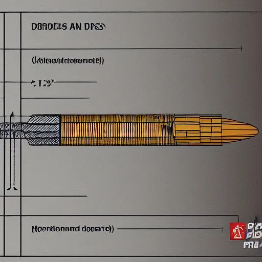 Prompt: detailed schematic cross section of an apfsds round