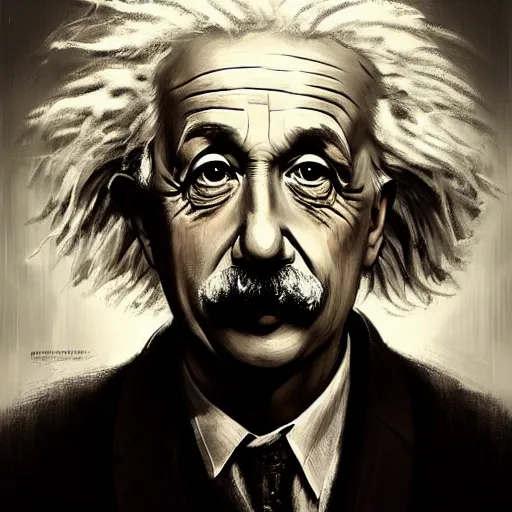Image similar to a portrait of Albert Einstein by Greg Rutkowski, digital art, horror, chiaroscuro, trending on artstation, anime arts, featured on Pixiv, HD, 8K, highly detailed, good lighting, beautiful, epic, masterpiece